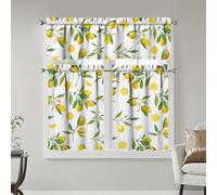 sdhinlwo Lemon Kitchen Curtains Sets for Windows Lemon Summer Curtain Sink Window Valance 3 Piece Set Yellow Kitchen Tier Curtains 3 Panels Decor for Living Room Bedroom