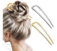 SDICSN French Hair Pins U Shaped For Women Long Thick Hair Metal Twist For Buns 5.5 Inches Large French Pins Styling Decorative for All Hair Types (Silver and Gold 2Pack)