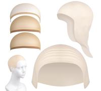 SDIDVIEXPERT 2Pcs Latex Bald Caps for Adults,with 3Pcs Nylon Wig Liners - Flesh-Tone Costume Accessories for Halloween, Cosplay,Theatre,Secure Wig Grip