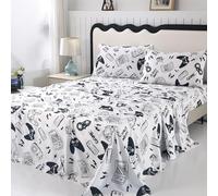 SDIII 4PCS White Gamer Twin Sheets Set, Soft and Breathable Microfiber Gaming Sheets Twin, Video Game Bed Sheet for Boys Girls Teens and Kids