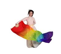 SDIUAKBV Belly Dance Fan Dance Silk Veil One Pair Women Belly Performance Props Costume Accessory Hand Dye 180cm Flowy Fan Extra Long For the performance(As picture18,180cm(Hot Size))