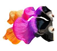 SDIUAKBV Belly Dance Fan Gradient Silk Veil Belly Dance Practice Competition Props Stage Show Costume Accessory Hand Dye Flowy Extra Long Orange 180cm For the performance(Color 12,M-150x90cm)