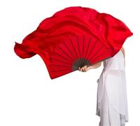 SDIUAKBV Belly Dance Fan Professional Dance Fan Real Silk Extra Long 86cm Double Side Dancer Props Bellydance Yangko Square Show Flowy For the performance(Color3,1pcs Right 1pcs Left)