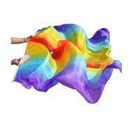 SDIUAKBV Belly Dance Fan Real Silk Fan For Women Belly Dancing Performance Fans Gradient Color Dancer Practice Long 1 Pair For the performance(Color 18,180x90cm)