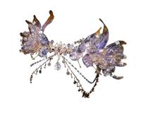 SDIUAKBV Elf Headdress Elf Headdress Handmade Mermaid Cosplay Headband Elves Crown Fairy Ethnic Long Tassel Full Crystal Hair Accessories(Purple)