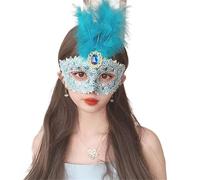 SDIUAKBV Feather Mask Feather Half-Face Princess Mask Masquerade Costume Props For Traditional Stage Performance Halloween Ball Party(SKY BLUE)