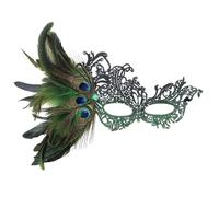 SDIUAKBV Feather Mask Feather Party Mask Half Face For Events Adults Halloween Party(Black Green)