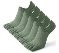 SDIUAKBV Five Toed Socks 5pairs Five-finger Socks Solid Color Breathable Invisible Boat Thin Mesh Toe Outdoor Sports Crew For men(5Pairs-Green)