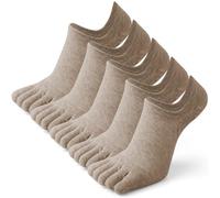 SDIUAKBV Five Toed Socks 5pairs Five-finger Socks Solid Color Breathable Invisible Boat Thin Mesh Toe Outdoor Sports Crew For men(5Pairs-Khaki)