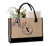 SDIUAKBV Linen Tote Bag 1PCS Handbag Travel Handbag Pure Natural Cotton And Hemp Large Capacity Fashion Shopping Bag Men's And Women's Handbags(Brown-X)
