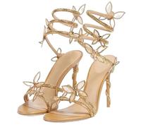 SDIUAKBV Rhinestone Sandals Rhinestone High Heels Sandals Flower Shoe Sexy Wrap Strap Open Toe Stripper Prom Party Ladies Shoes For the Summer(Color 5,38)