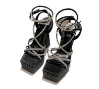 SDIUAKBV Rhinestone Sandals Rhinestone Sandals Diamond Hollow Open Toe Sexy High Heel Dance Shoes For the Summer(Black,41)