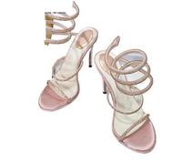 SDIUAKBV Rhinestone Sandals Rhinestones Ankle Strap Sandals Heeled Women Gladiator Summer Party Banquet Prom Shoes For the Summer(Wine red,41)