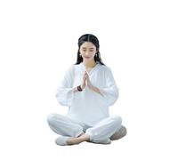 SDIUAKBV Tai Chi Suit for Women Women's Traditional Linen Meditation Clothes Set Improved Hanfu Suit Loose Tea Tai Chi Yoga Dance Uniform For exercise(White,XL)