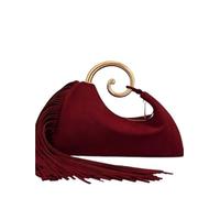 SDIUAKBV Tassel Bag Tassel Evening Bag Retro Polyester Handbag For Dinner Party Stylish Accessory For travel(Wine red)