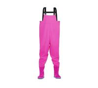 SDIUAKBV Waders Fishing Chest Waders With Boots For Kids Outdoor Activities Girls Boys PVC Rain Pants+Waterproof Bootfoot Waders Rain Trousers(Pink 24 25)