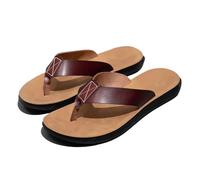 SDIUAKBV Womens Flip Flops Leather Flip-flops For Men Cool Beach Summer Shoes Hotel Slippers Man Big Size 47 Light Flats Luxe Men's For the Summer(Red Brown,39)