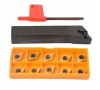 SDJCL1616H11 External Lathe Turning Tool Holder 16x100mm with DCMT11T304 UE6020 Carbide Inserts (10 pcs), Alloy Steel, Left Hand for Semi-Finishing and Finishing