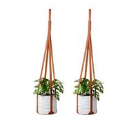 Sdjdhej Plant Hangers Leather 2Pcs, Hanging Planters for Indoor and Outdoor for Wall Decor, Modern Minimalist Home Decoration for Plants Lovers Leather Rope (Plant and Pot Not Included) (Brown)