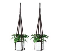 Sdjdhej Plant Hangers PU Leather 2Pcs Hanging Planters for Indoor and Outdoor for Wall Decor, Modern Minimalist Home Decoration for Plants Lovers Leather Rope (Plant and Pot Not Included) (Coffee)