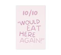 SDKAHKZO 10 10 Would Eat Here Again Simple Printing, Canvas Wall Art Posters And Prints Room Aesthetic Bedroom Office Decor 24x36inch(60x90cm)