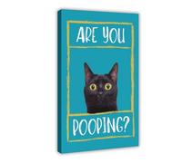 SDKAHKZO Are You Pooping Cat Print, Printable Cat Bathroom Decor, Funny Bathroom Poster Canvas Modern Poster Wall Art Prints Paintings Living Room Bedroom Decor 20x30inch(50x75cm)