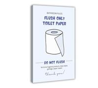 SDKAHKZO Bathroom Rules. Handwashing Guide, Flush Only Toilet Paper Funny Poster Canvas Wall Art Posters And Prints Room Aesthetic Bedroom Office Decor 20x30inch(50x75cm)