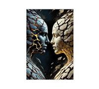 SDKAHKZO Beauty in The Cracks Golden Broken Connections Canvas Art Wall Decor Posters Home Bar Restaurant Garage Cafe Logo Gift 16x24inch(40x60cm)