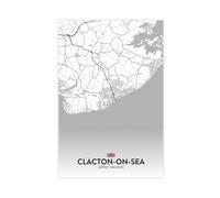 SDKAHKZO Black And White City Map Clacton on Sea UK Canvas Modern Poster Wall Art Prints Paintings Living Room Bedroom Decor 24x36inch(60x90cm)