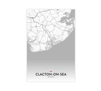 SDKAHKZO Black And White City Map Clacton on Sea UK Canvas Modern Poster Wall Art Prints Paintings Living Room Bedroom Decor 12x18inch(30x45cm)
