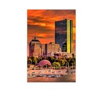SDKAHKZO Boston Skyline Charles River Sunset Canvas Art Wall Decor Posters Home Bar Restaurant Garage Cafe Logo Gift 12x18inch(30x45cm)