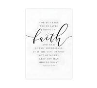 SDKAHKZO Ephesians 2 8 By Grave You Have Been Saved Canvas Wall Art Posters And Prints Room Aesthetic Bedroom Office Decor 24x36inch(60x90cm)