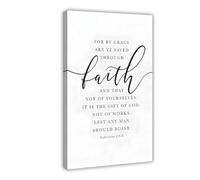 SDKAHKZO Ephesians 2 8 By Grave You Have Been Saved Canvas Wall Art Posters And Prints Room Aesthetic Bedroom Office Decor 16x24inch(40x60cm)