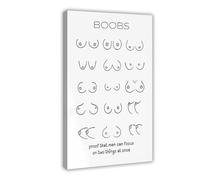 SDKAHKZO Funny Boobs Printable Wall, Different Shapes Boobie Poster Canvas Modern Poster Wall Art Prints Paintings Living Room Bedroom Decor 20x30inch(50x75cm)