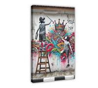 SDKAHKZO Graffiti Kingdom Children's Creative Crown Canvas Modern Poster Wall Art Prints Paintings Living Room Bedroom Decor 24x36inch(60x90cm)