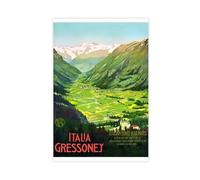 SDKAHKZO Gressone, Italy. Vintage Travel Poster Canvas Art Wall Decor Posters Home Bar Restaurant Garage Cafe Logo Gift 16x24inch(40x60cm)