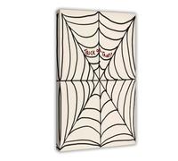 SDKAHKZO Halloween Trick Or Trap. Spider Web Minimalism. Black Web on Cream Colored Poster. Funny Ghost Canvas Art Wall Decor Posters Home Bar Restaurant Garage Cafe Logo Gift 16x24inch(40x60cm)