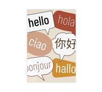 SDKAHKZO Hello Different Languages, Printable Speech Bubble Poster Canvas Wall Art Posters And Prints Room Aesthetic Bedroom Office Decor 16x24inch(40x60cm)