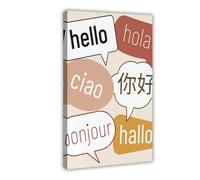 SDKAHKZO Hello Different Languages, Printable Speech Bubble Poster Canvas Wall Art Posters And Prints Room Aesthetic Bedroom Office Decor 16x24inch(40x60cm)