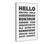 SDKAHKZO Hello in Different Languages Education Classroom3 Canvas Wall Art Posters And Prints Room Aesthetic Bedroom Office Decor 16x24inch(40x60cm)