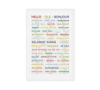 SDKAHKZO Hello Language Poster, Travel Gift Idea, School Cone Art Canvas Art Wall Decor Posters Home Bar Restaurant Garage Cafe Logo Gift 24x36inch(60x90cm)