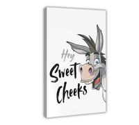 SDKAHKZO Hey Sweet Cheeks, Fun Toilet Wall Print, Cute Donkey Bathroom Decor, Kitchen Poster Canvas Modern Poster Wall Art Prints Paintings Living Room Bedroom Decor 20x30inch(50x75cm)