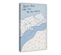 SDKAHKZO Jesus Naps Too Funny Christian Faith-Based Self-Care Quotes Canvas Wall Art Posters And Prints Room Aesthetic Bedroom Office Decor 12x18inch(30x45cm)