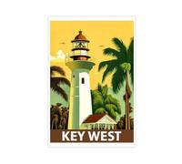SDKAHKZO Key West, Miami, USA Travel Poster Released on Wednesday Canvas Wall Art Posters And Prints Room Aesthetic Bedroom Office Decor 20x30inch(50x75cm)