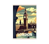 SDKAHKZO London, Big Ben. Travel Poster, Home Decor, Gallery Wall Canvas Art Wall Decor Posters Home Bar Restaurant Garage Cafe Logo Gift 16x24inch(40x60cm)