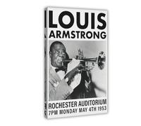 SDKAHKZO Louis Armstrong Black And White Music Canvas Art Wall Decor Posters Home Bar Restaurant Garage Cafe Logo Gift 24x36inch(60x90cm)
