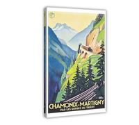 SDKAHKZO Martini Chamonix Vintage Travel Poster Mont Blanc Express Canvas Modern Poster Wall Art Prints Paintings Living Room Bedroom Decor 12x18inch(30x45cm)
