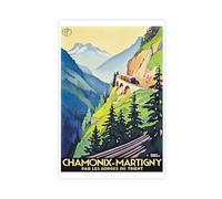 SDKAHKZO Martini Chamonix Vintage Travel Poster Mont Blanc Express Canvas Wall Art Posters And Prints Room Aesthetic Bedroom Office Decor 12x18inch(30x45cm)