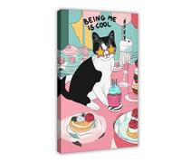 SDKAHKZO Minimalism, Eclecticism, Feminism, Colorful Fashion Cat Canvas Modern Poster Wall Art Prints Paintings Living Room Bedroom Decor 12x18inch(30x45cm)