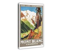 SDKAHKZO Mont Blanc Chamonix Vintage Travel Poster Canvas Modern Poster Wall Art Prints Paintings Living Room Bedroom Decor 16x24inch(40x60cm)